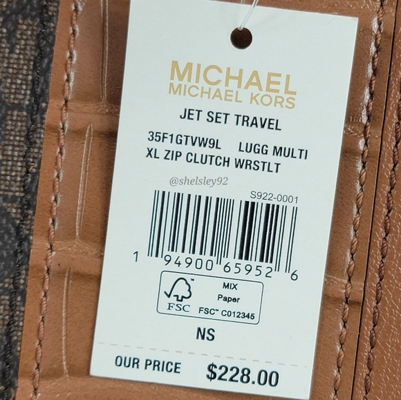 Michael Kors Jet Set XL Zip Clutch Wristlet Brown - Picture 5 of 6